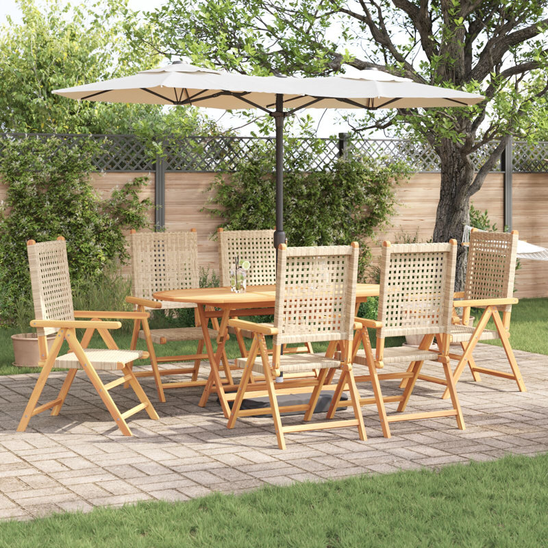 Ensemble repas 7 pièces vidaXL, Beige/brun, 6