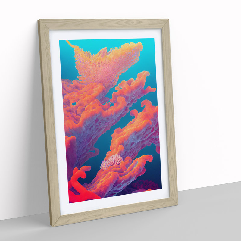 The Beauty of Coral Reef 1 Piece Single Picture Frame Wall Art, 64cm H x 46cm W x 2cm D, Oak Framed