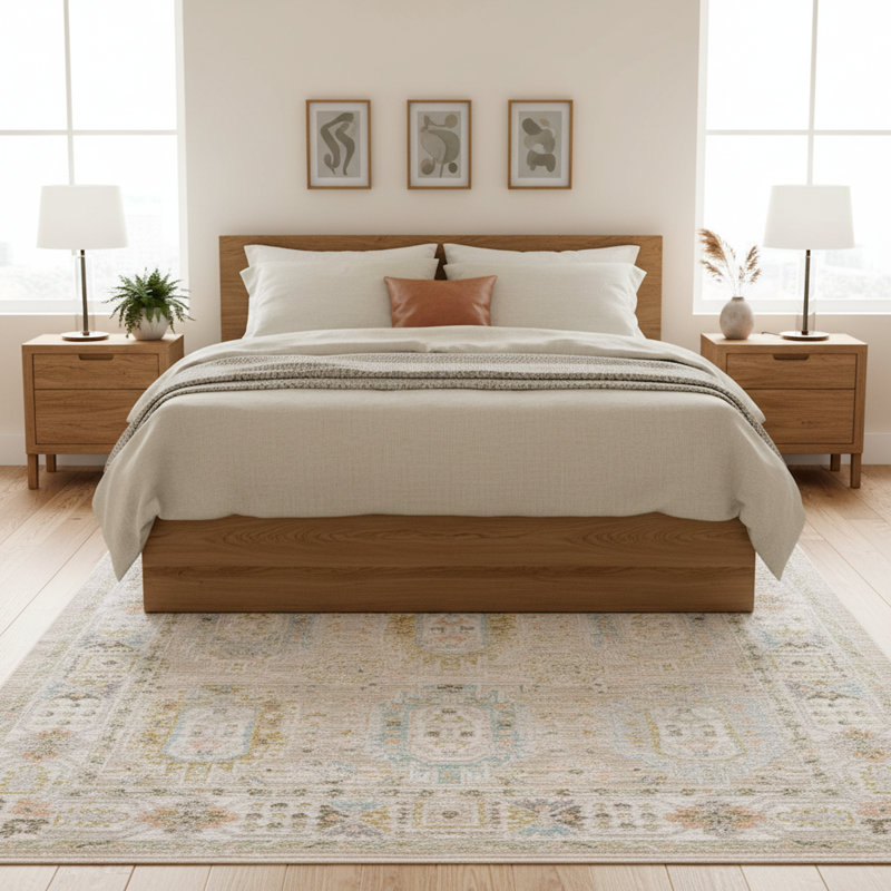 Goulart Machine Woven Oriental Area Rug, Rectangle 5'3" x 7'6"