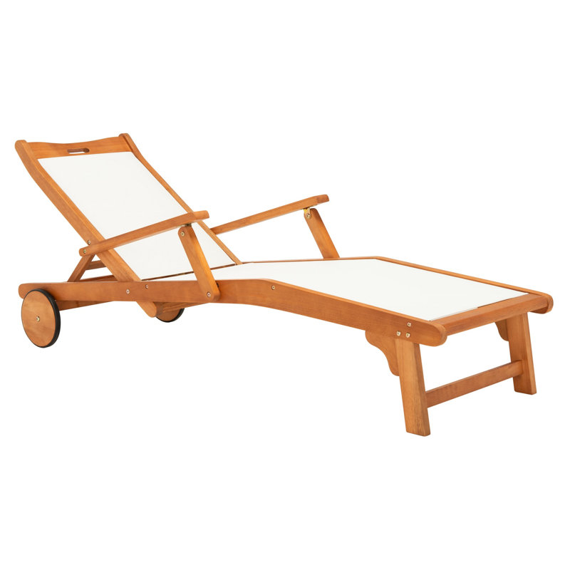 London Outdoor Eucalyptus Wood Chaise Lounge, Beige