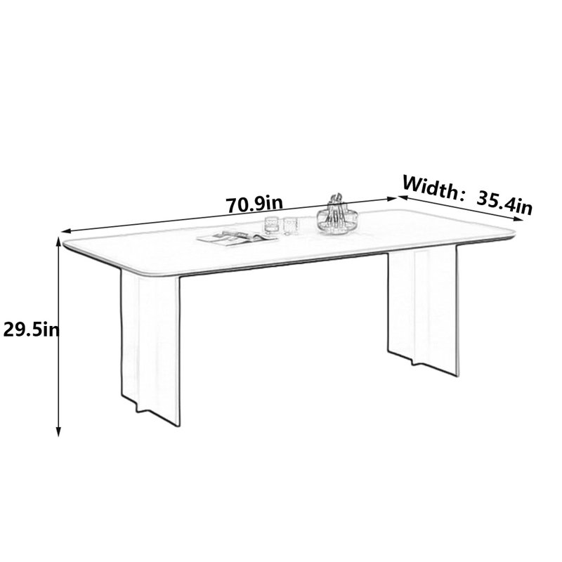 Table de salle à manger Modern, H 29,5 po x L 70,9 po x l 35,4 po