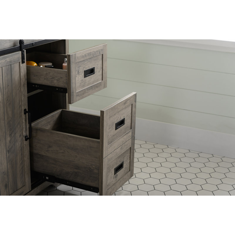 Ensemble de meuble-lavabo simple 48 po Cayden, Bleu Purbeck, Gris patiné