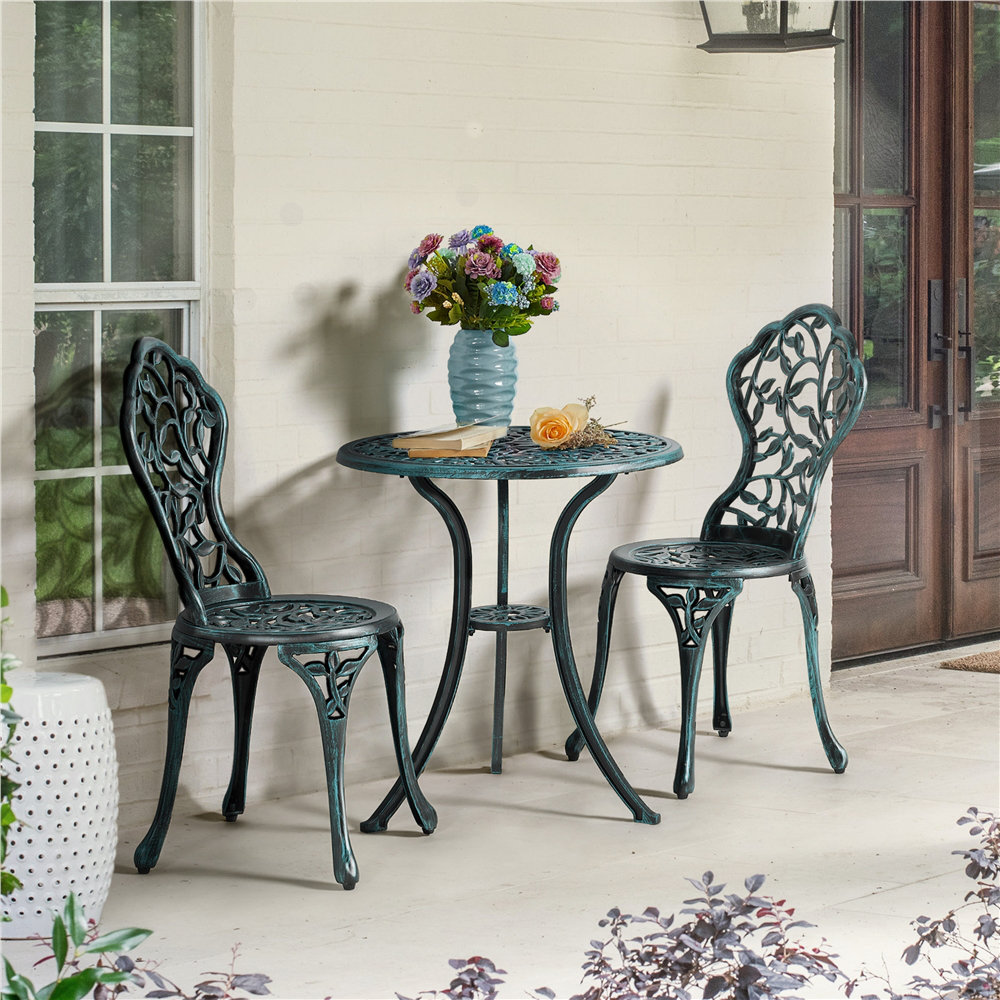 color  All Weather Table Set Antique Aluminium Bistro Dining Set