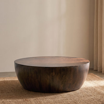 Table basse tambour en bois de manguier massif