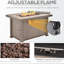 Accessoire de table de foyer au propane de 42 po, 50 000 chaleur, marque efficace, plateau de table en céramique, base en acier, couvercle, pierres de lave, housse respirante, bureau gris, brûleur, tactile, rouille