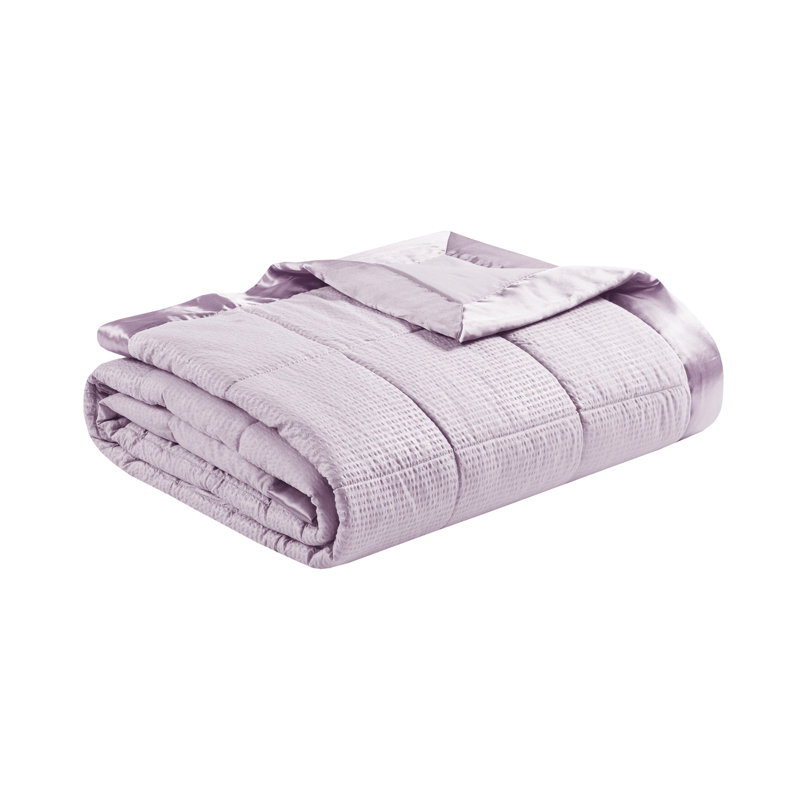 Lilac King Quilted Down Alternative Blanket with Satin Trim