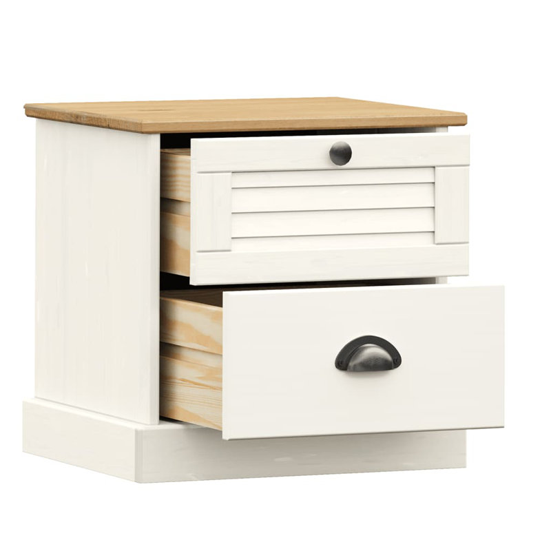 Etting 42cm W Bedside Table, White/Brown