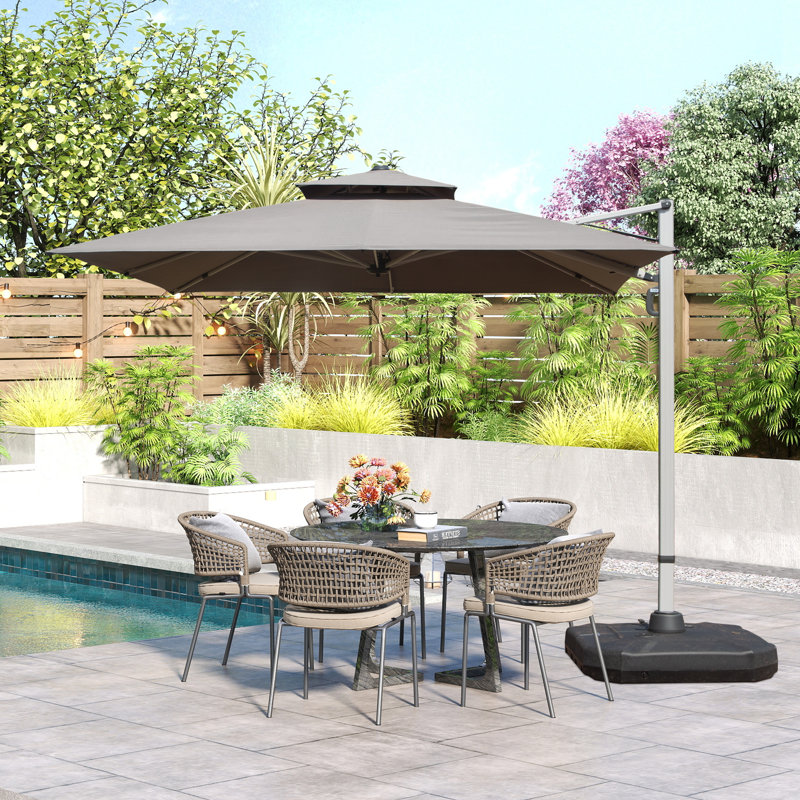 Square Cantilever Umbrella with Centre Pole, Grey