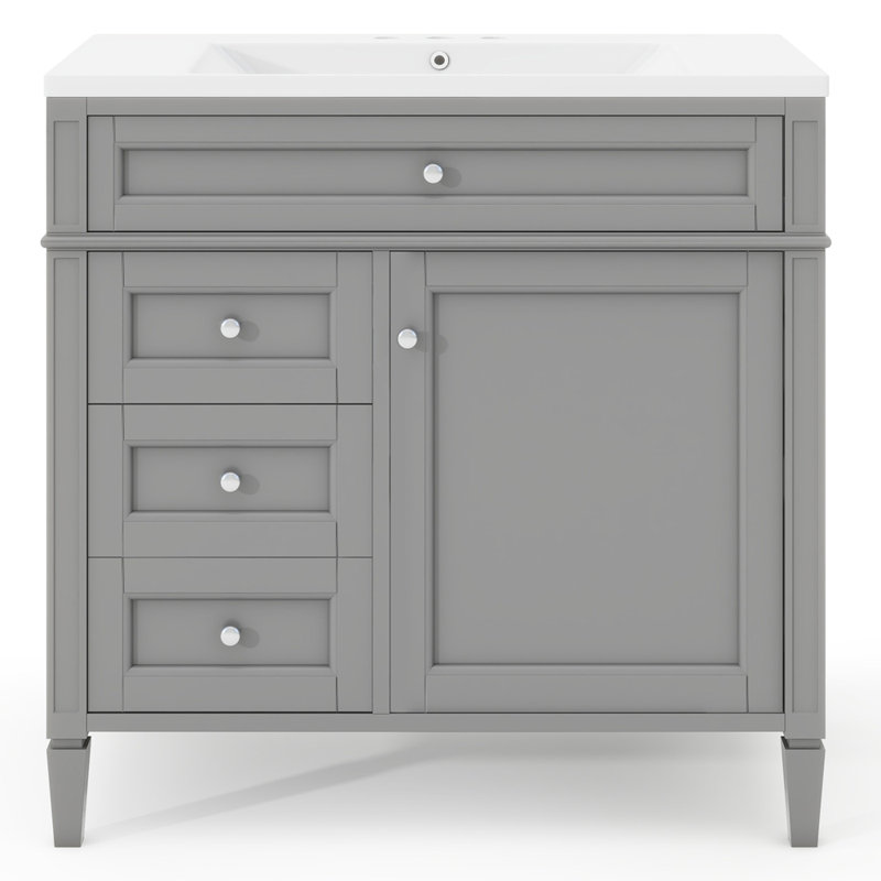 Meuble-lavabo simple 36 po Yinon, Argent argent, Gris