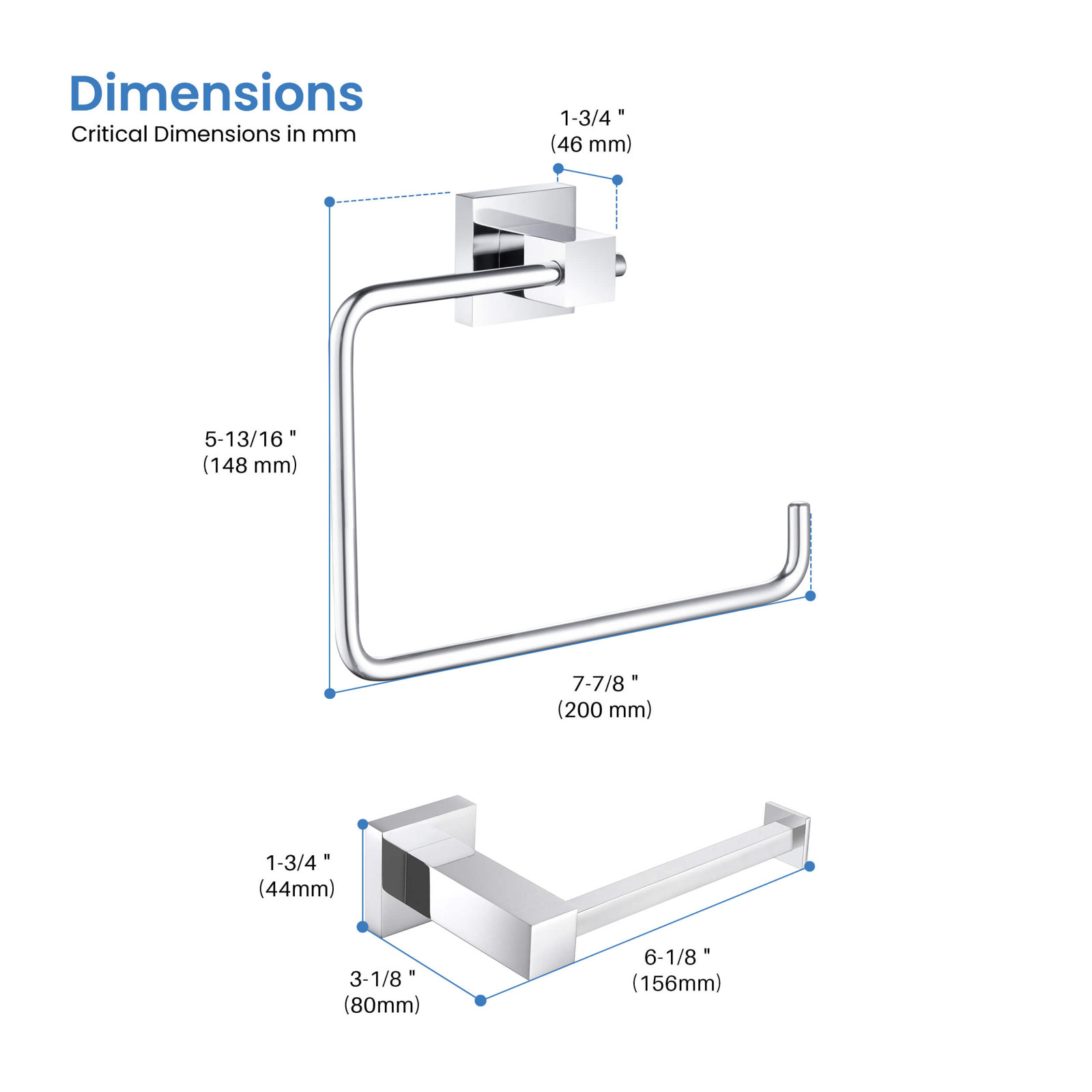 Cube 2-Piece Bathroom Hardware Set, Chrome