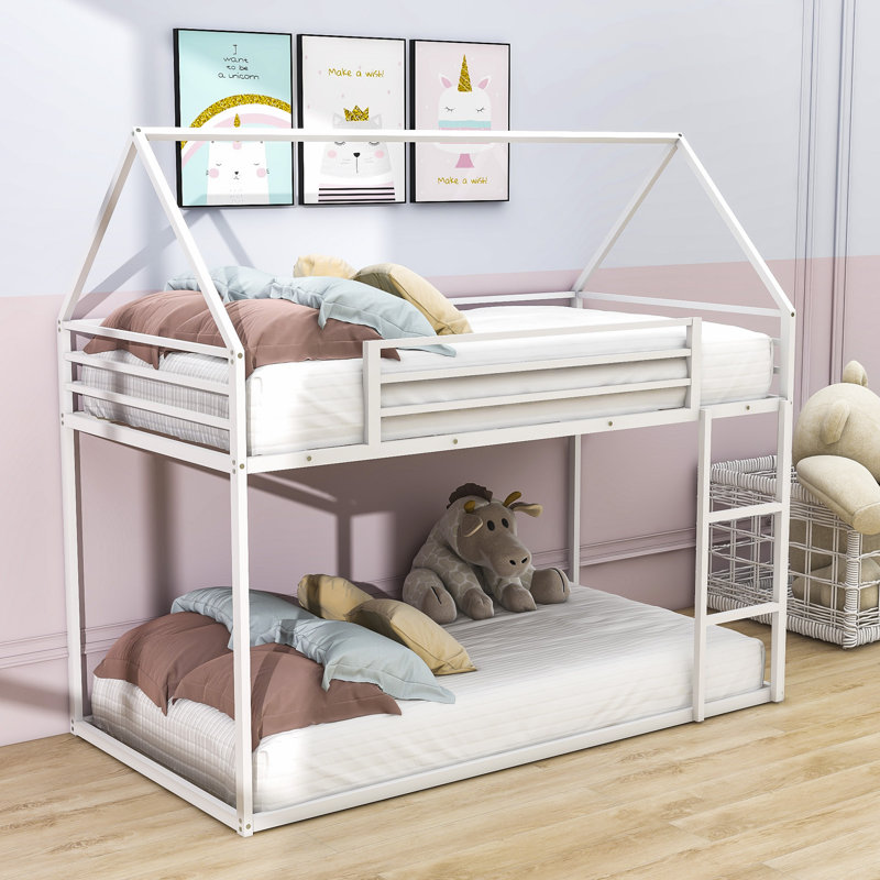Bansom Kids Twin Over Twin Bunk Bed, White