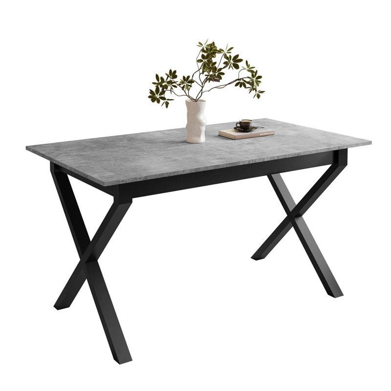 Extendable table ARTON II  140 cm,  "X" legs, Black, Bellatro Grey