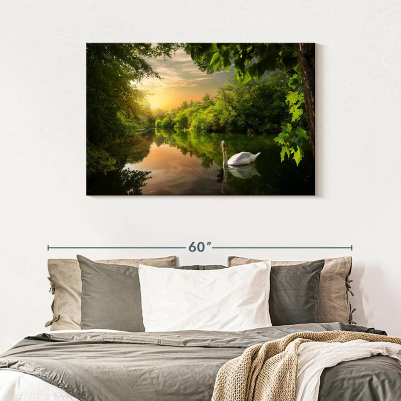 Harnek cygne serein dans la jungle, H 30 po x l 45 po