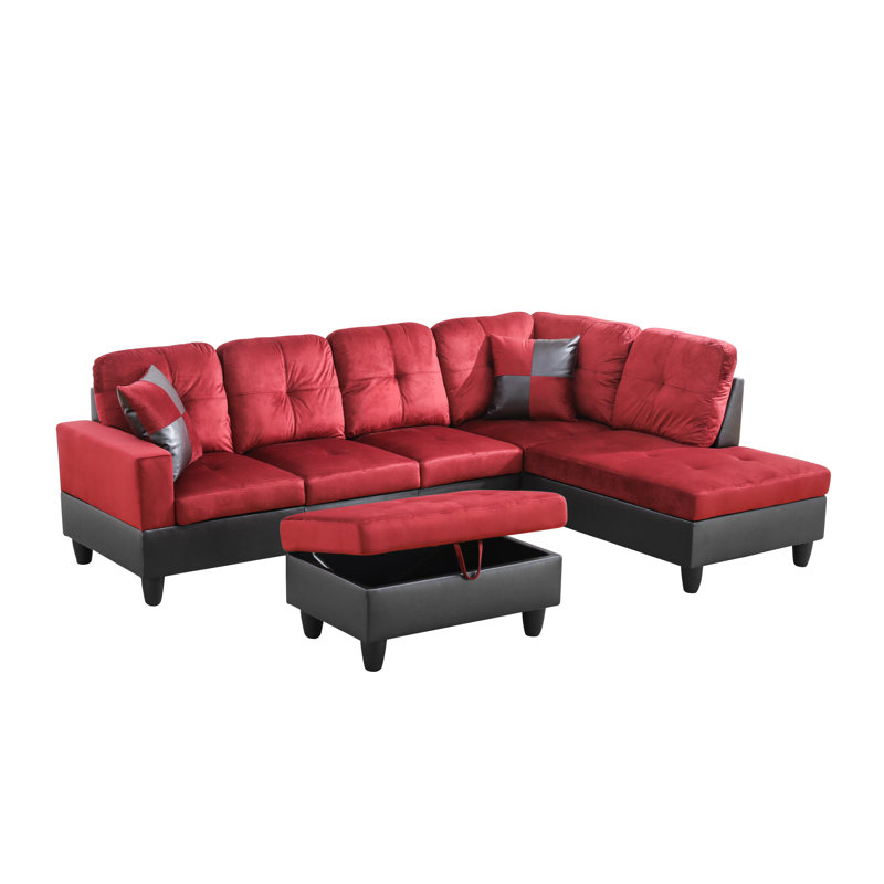 Larelle 103.5" Wide  Sofa & Chaise, Right Hand Facing, Dark Taupe Microfiber/Microsuede