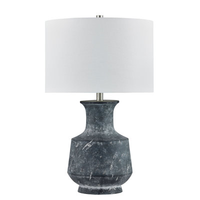 Burke 25.5" Resin Table Lamp with Fabric Shade, Gray-blue