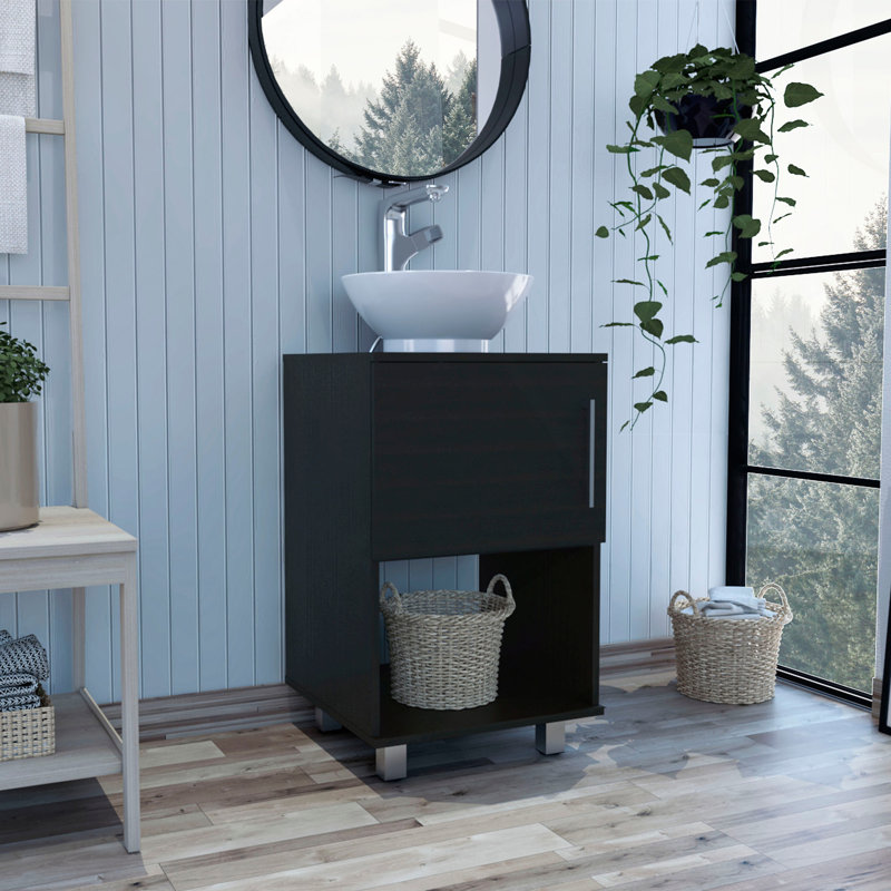 Meuble-lavabo simple à 1 tablette Wengé