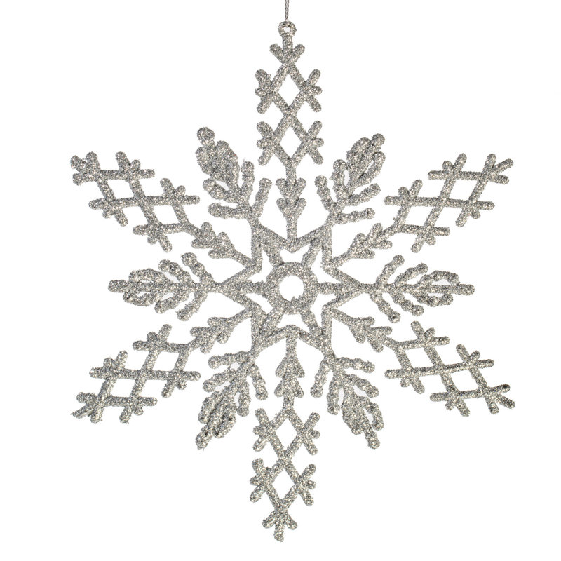 Ornement en forme de flocon de neige scintillant, Moka, H 8 po x l 8 po x P 0,5 po