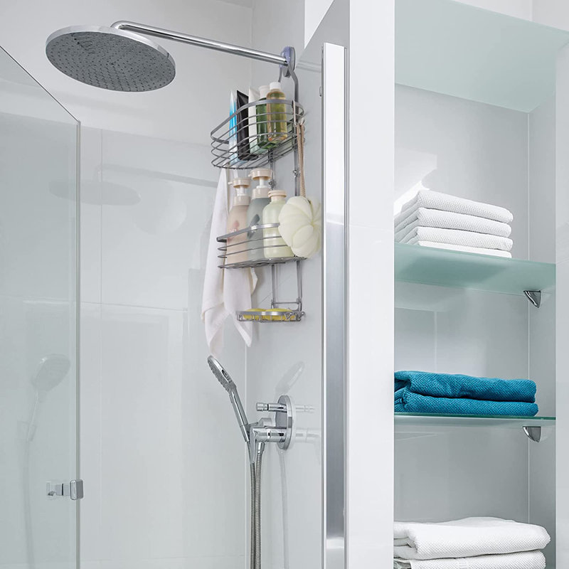 Serviteur de douche suspendu en acier inoxydable Jenna, Argent argent