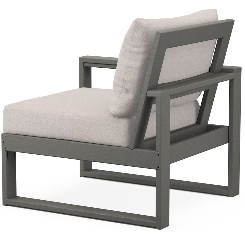POLYWOOD Outdoor Lounge Chair, Slate Gray, Dune Burlap