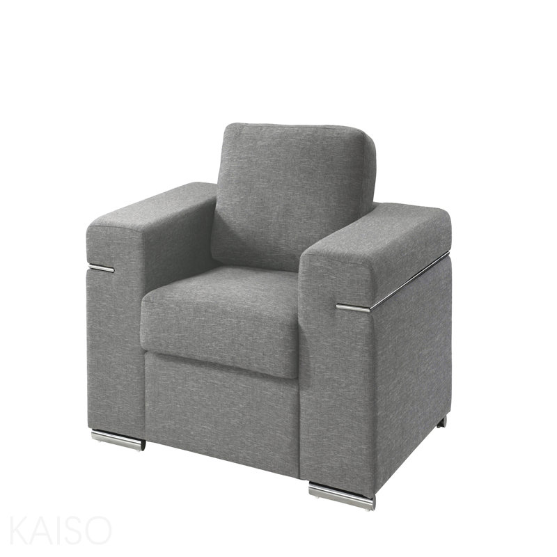 Fauteuil rembourré en tissu tissé gris clair, Gray Fabric