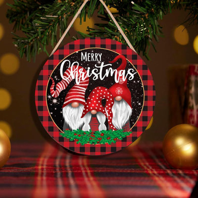 Christmas Decorations, Merry Christmas For Front Door Decor, Wooden Door Hanging Decor With Christmas Gnome For Home Office School Party