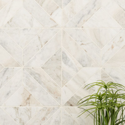 Castella de Blanc Elyx 12 in. x 12 in. Honed Marble Mosaic Floor and Wall Tile