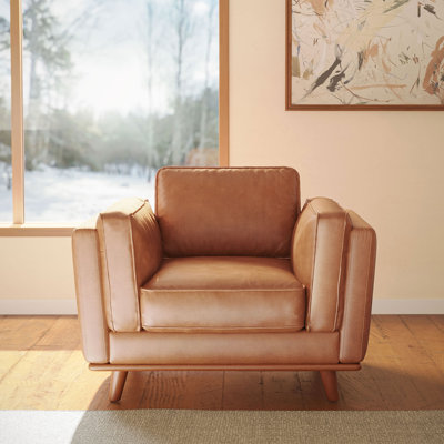 Shanteka 41.5" Pure Full Italian Nappa Leather Accent Chair