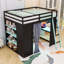 Lit mezzanine double avec poste de travail intégré, tablettes, garde-robe et lumières RVB-892946273