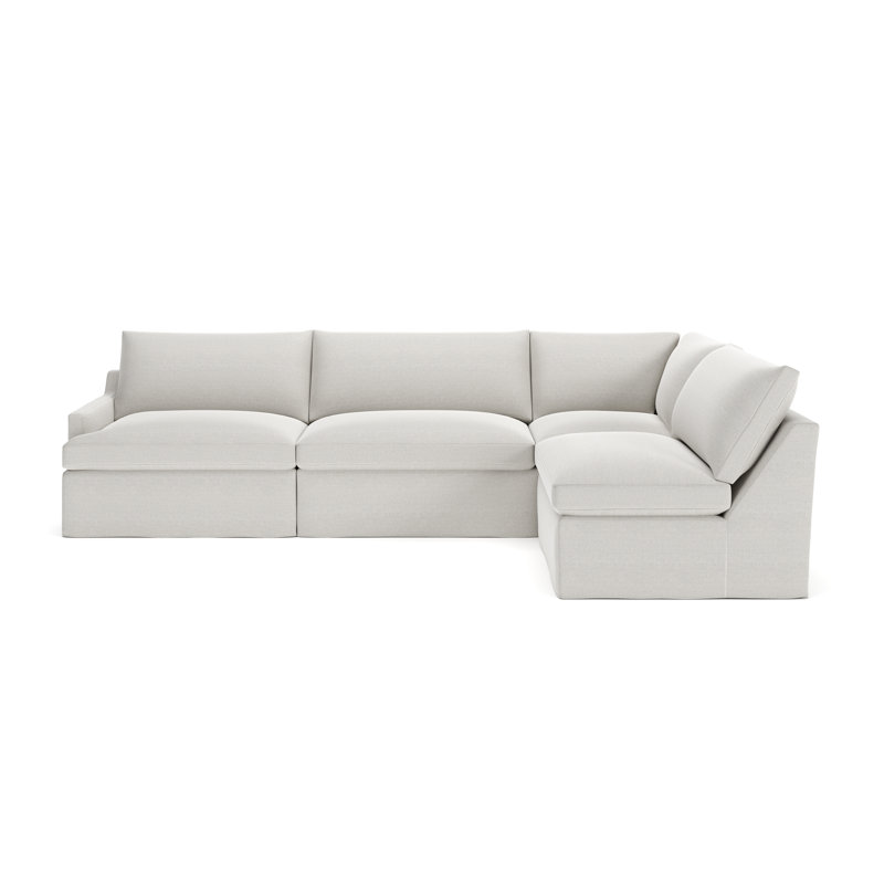 Canapé modulaire 4 pièces Wrenley, Tissage natté ivoire Drusky Sustain®, Orienté à droite