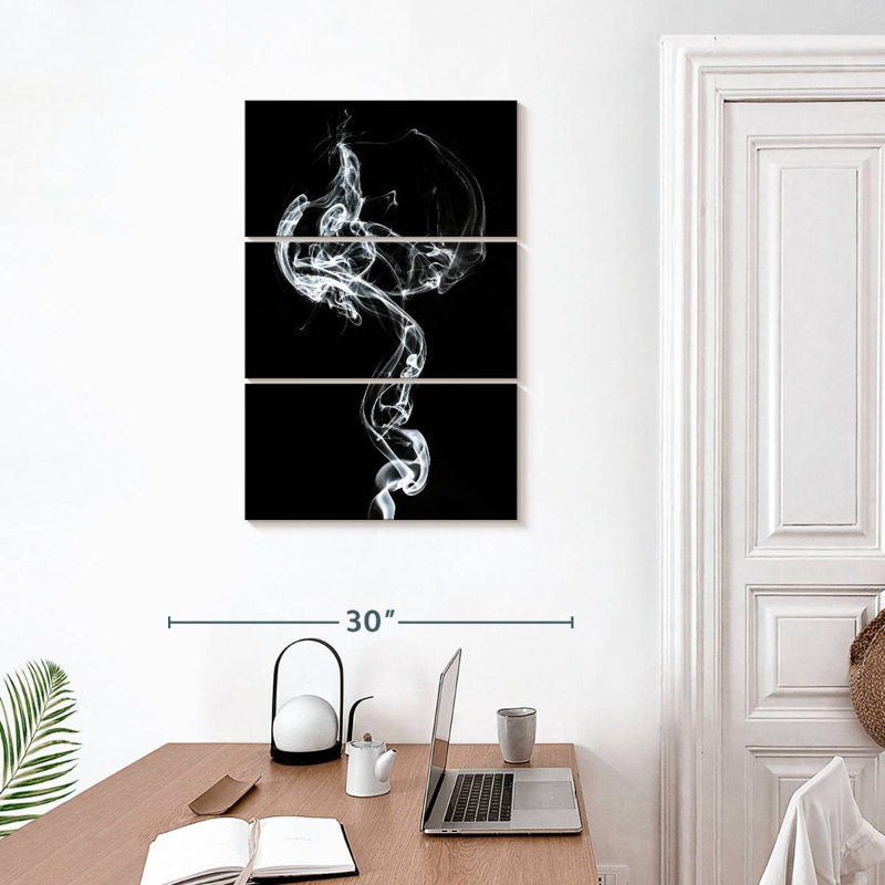 Senne Abstract White Smoke - Medusa, 32" H x 20" W
