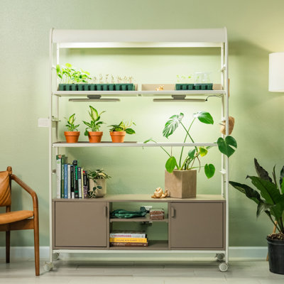 Support pour plante d'intérieur à 4 niveaux de 66,3 po de hauteur avec armoire