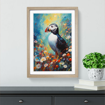 XYZ-FRM-V1223-5314 Puffin Expressionism 1 Piece Single Picture Frame Wall Art