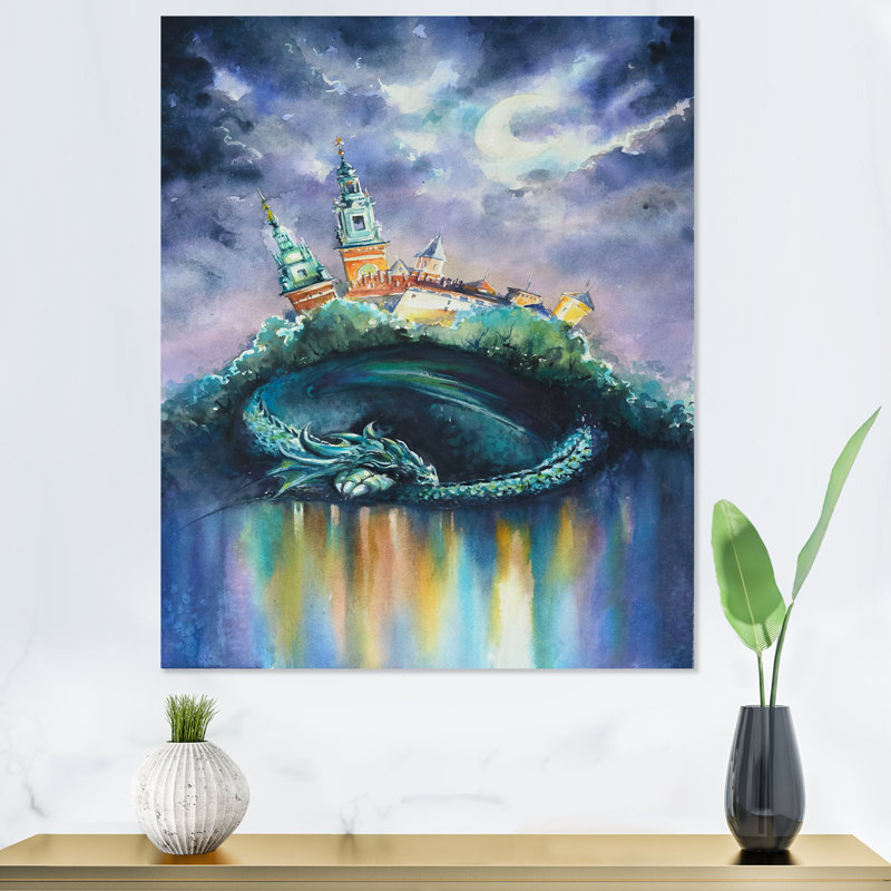 Fantasy City, art mural pour enfants, H 40 po x l 30 po x P 1,5 po, Toile tendue
