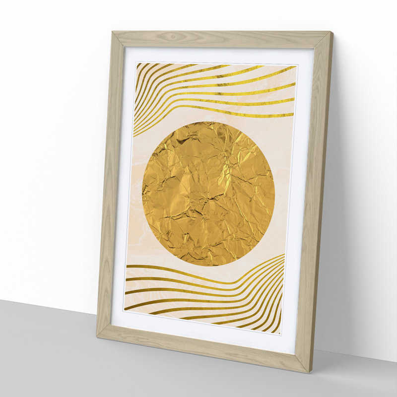 Golden Sun - Picture Frame Graphic Art, 65cm H x 48cm W x 2cm D, Oak Framed