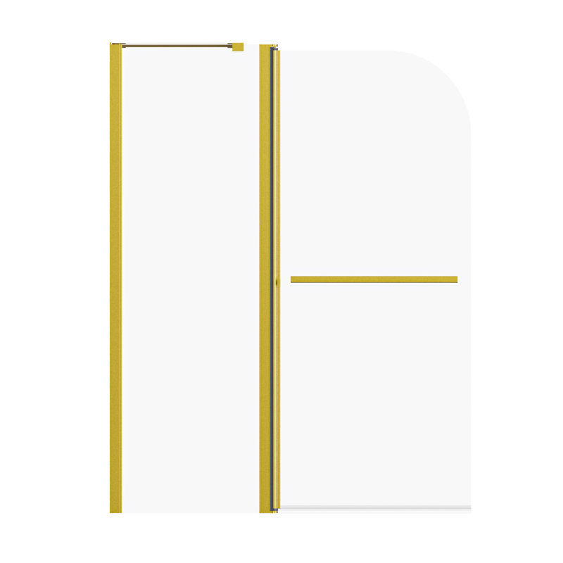 Brushed Gold Frameless Folding Shower Door with Tempered Glass