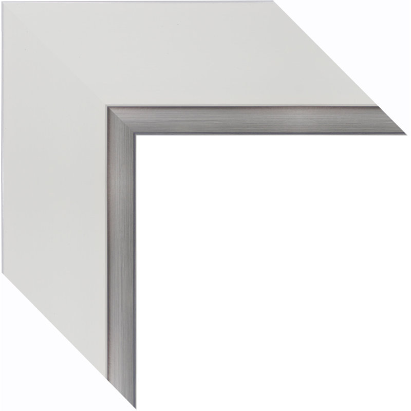 Miroir décoratif biseauté moderne et contemporain Metropolis, 46 po x 36 po, Blanc / argenté