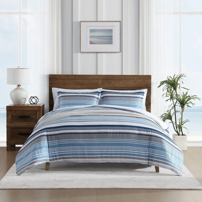 Ensemble d'édredon à rayures bleues Nautica Bradlee