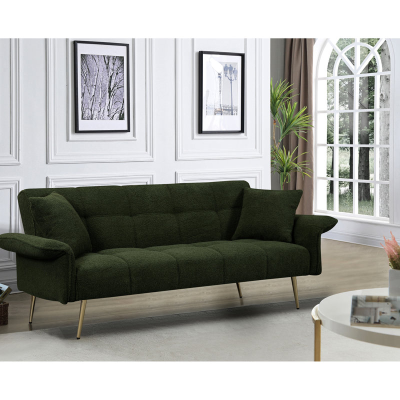 Lit convertible, texture velours, structure en bois brun, convient aux petits espaces - pliables, 2 sièges, coussins mi-doux, pour les salons