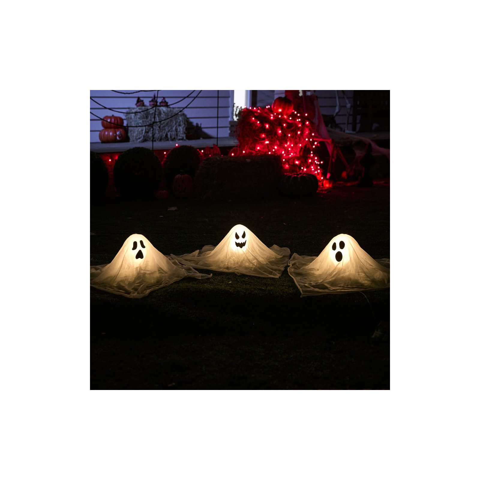 3-Pack Light-Up Ghost Yard Stakes