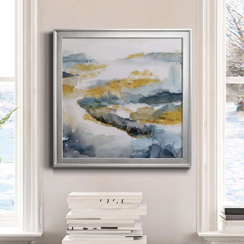 " Golden Estuary " Painting Print, Silver, 32" H x 32" W x 1" D