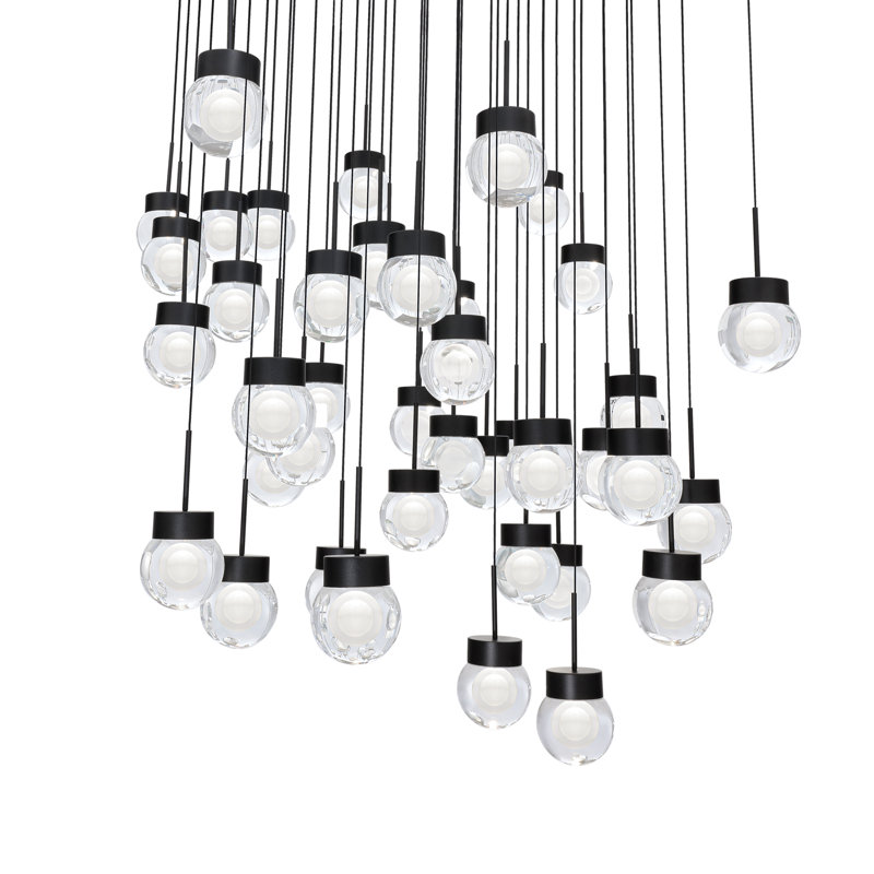 Luminaire suspendu double à DEL à double bulles, Noir, H 5,5 po x l 36,75 po x P 36,75 po, 41