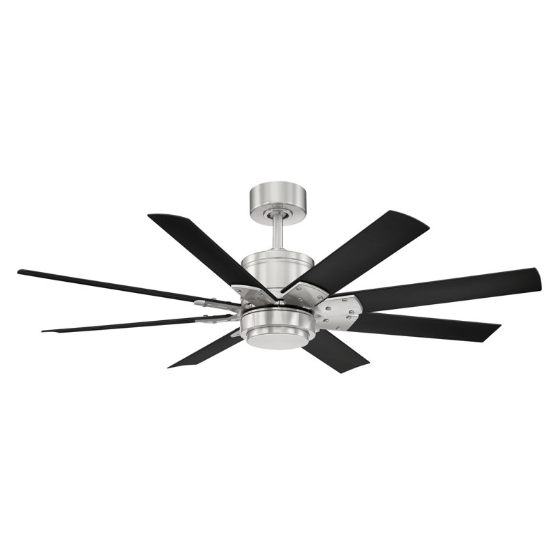 Renegade 8 - Blade Outdoor Integrated LED Smart Standard Ceiling Fan with Remote Control and Light Kit Included, 52", 3000K