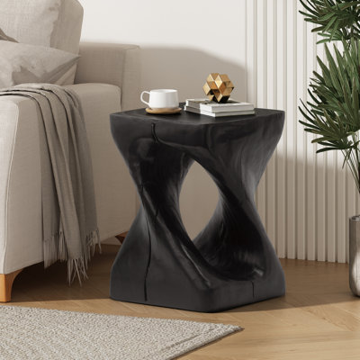 Table d'appoint Twist Shape, texture semblable au bois, couleur noire