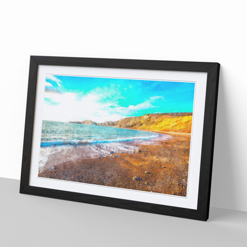 Worbarrow Bay in Dorset - Picture Frame Graphic Art, 27cm H x 36cm W x 2cm D, Black Framed