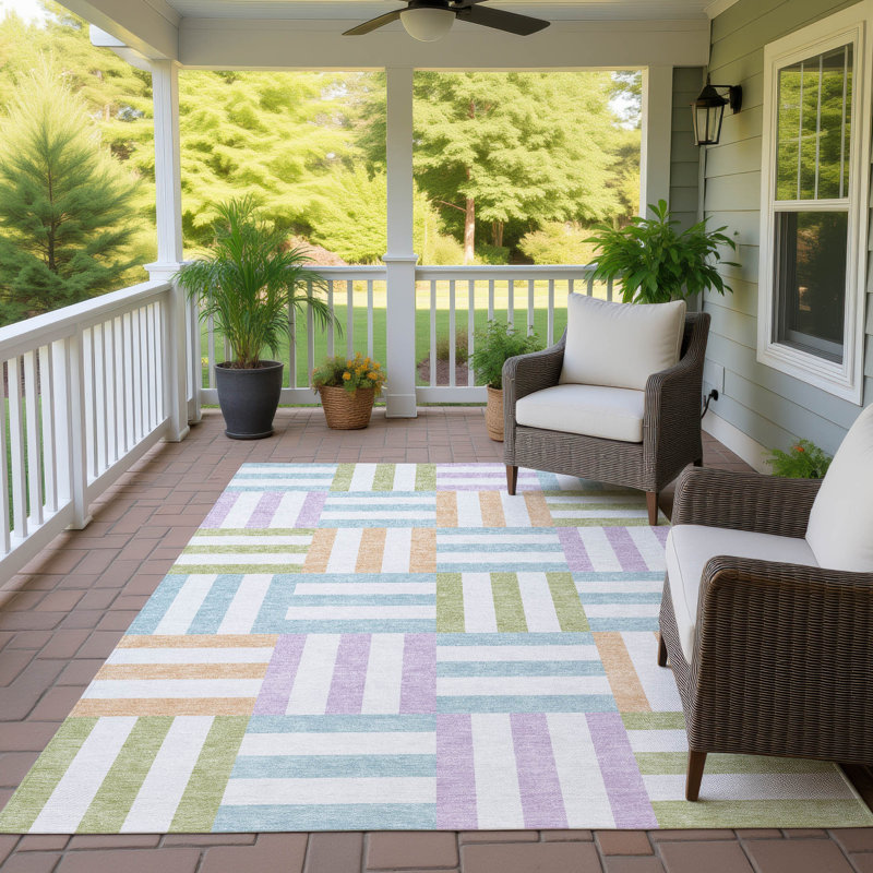 Machine Washable Indoor/Outdoor Aten ACN2332 Geometric Rug, Rectangle 2'6" x 3'10"