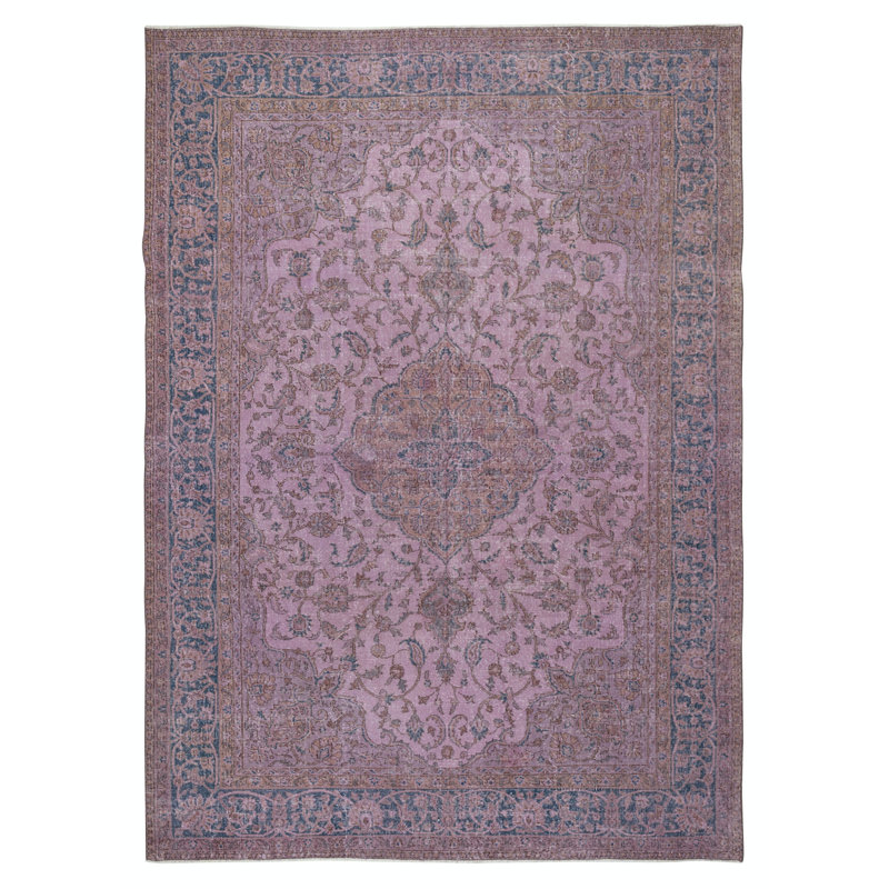 Tapis turc contemporain de 8,2 x 11 pi fabriqué à la main de couleur mauve