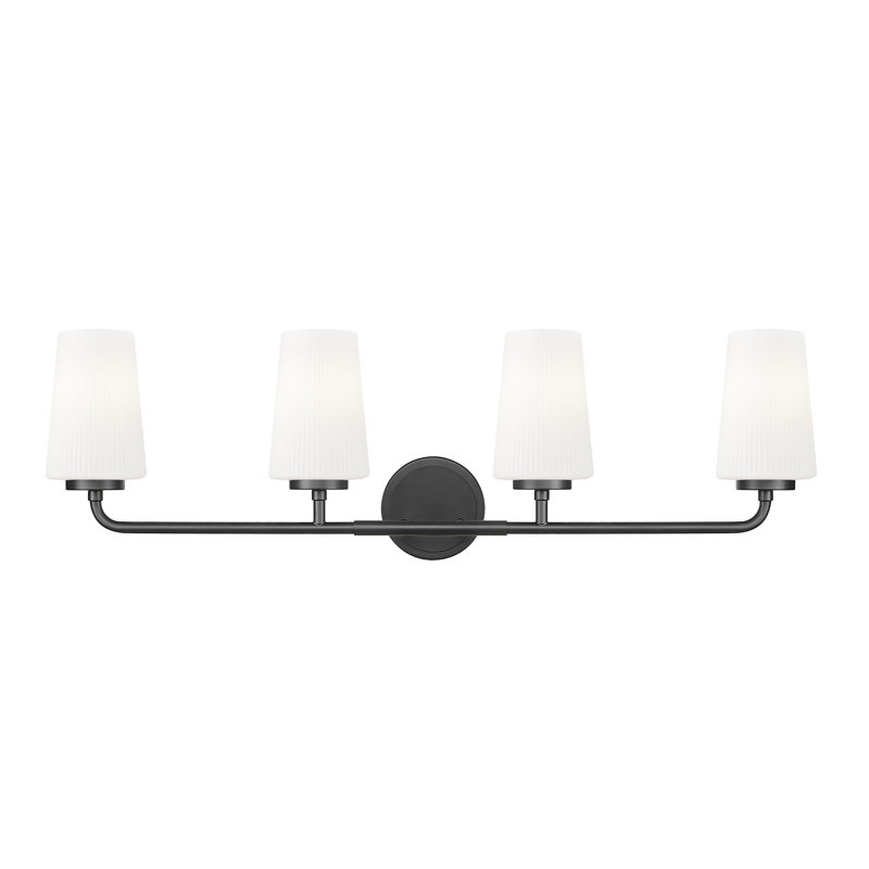 Coiffeuse Mathieson, H 9,5 po x l 32 po x P 6,5 po, Noir mat, Quatre lumières