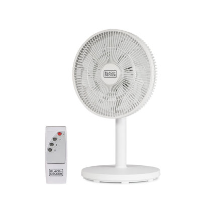 Black+decker Bfp Series  12-inch Dual Blade Table Fan With Remote, Desk Fan With Adjustable Tilt In White