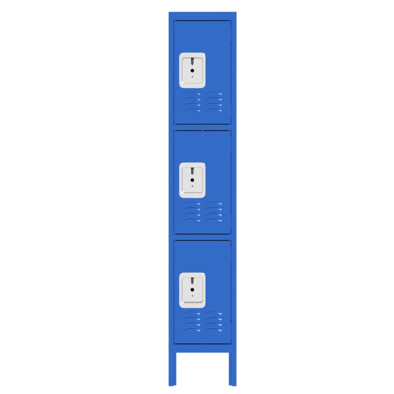 Casiers en métal de 66 pouces pour les employés avec 3 portes, ventilation et miroirs intégrés pour la salle de sport, l'école, la maison ou le bureau