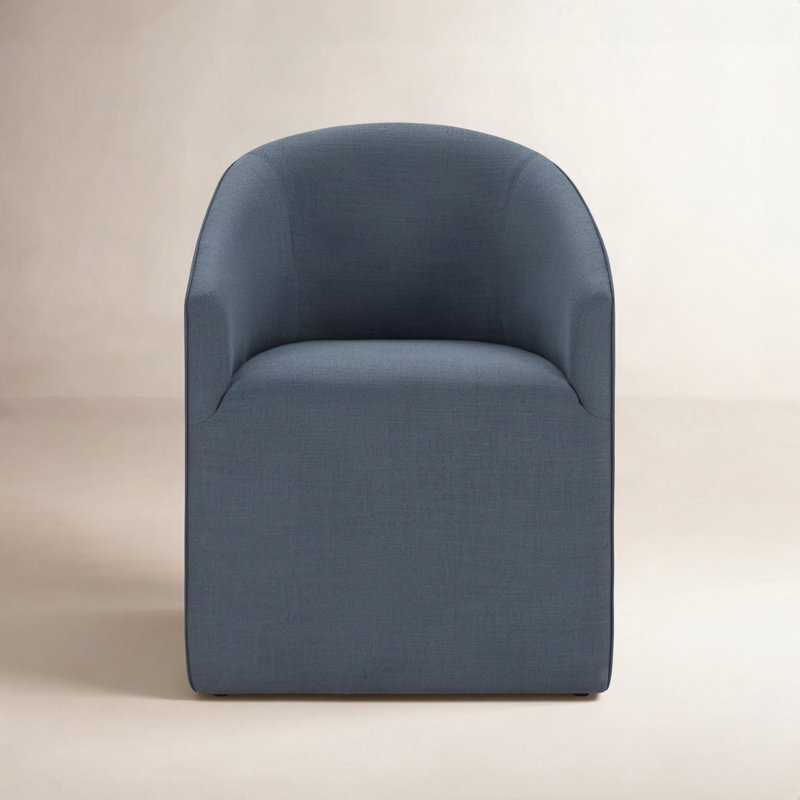 Myers Caster Dining Chair, Effie Indigo Performance Linen